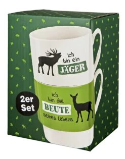 Gilde 44149 Stapeltasse 2teilig "Jagd" Jäger & Beute Porzellan Geschenkset -Nici Welt Geschäft 44149 2 6