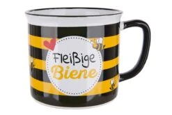 Gilde 46900 Keramik Tasse "Fleißige Biene" Schwarz-Gelb 400ml